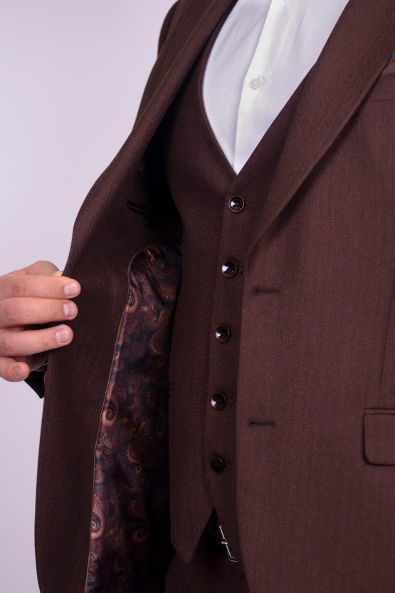 Твидовый костюм-тройка коричневого цвета Костюм на свадьбу