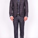 Костюм-тройка серого цвета с клеточным пиджаком Вечерние мужские костюмы