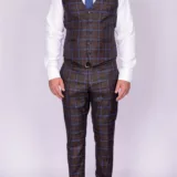 Костюм-тройка коричневого цвета в крупную клетку Вечерние мужские костюмы