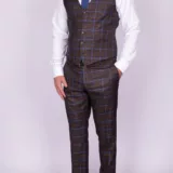 Костюм-тройка коричневого цвета в крупную клетку Вечерние мужские костюмы