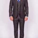 Костюм-тройка коричневого цвета в крупную клетку Вечерние мужские костюмы