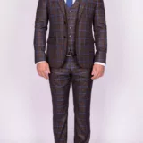 Костюм-тройка коричневого цвета в крупную клетку Вечерние мужские костюмы