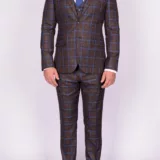 Костюм-тройка коричневого цвета в крупную клетку Вечерние мужские костюмы