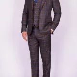 Костюм-тройка коричневого цвета в крупную клетку Вечерние мужские костюмы