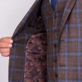 Костюм-тройка коричневого цвета в крупную клетку Вечерние мужские костюмы