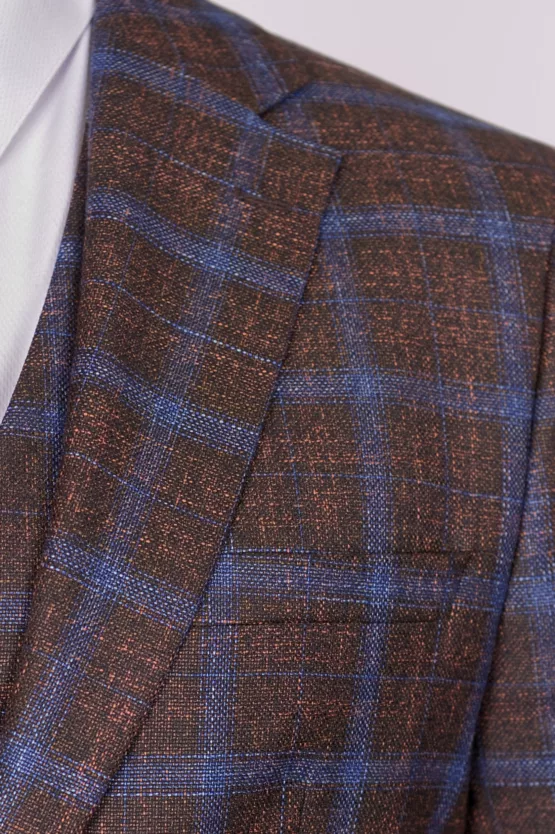 Костюм-тройка коричневого цвета в крупную клетку Вечерние мужские костюмы