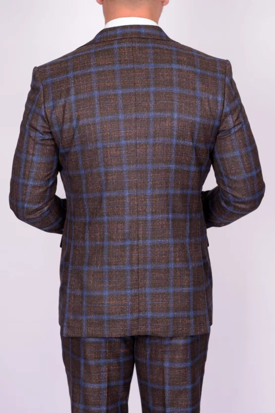 Костюм-тройка коричневого цвета в крупную клетку Вечерние мужские костюмы