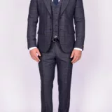 Костюм-тройка серого цвета в клетку Каталог