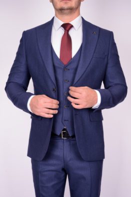 Твидовый костюм-тройка синего цвета Костюмы тройка мужские