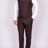 Костюм-тройка коричневого цвета в клетку Вечерние мужские костюмы