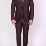 Костюм-тройка коричневого цвета в клетку Вечерние мужские костюмы