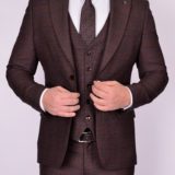 Костюм-тройка коричневого цвета в клетку Вечерние мужские костюмы
