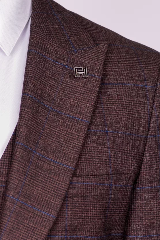 Костюм-тройка коричневого цвета в клетку Вечерние мужские костюмы