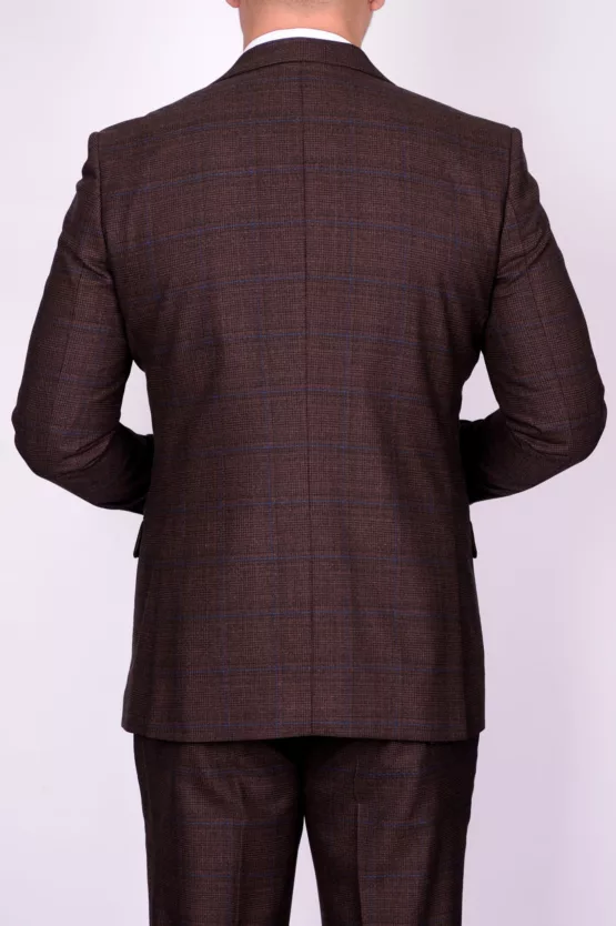 Костюм-тройка коричневого цвета в клетку Вечерние мужские костюмы