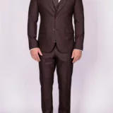 Костюм-тройка коричневого цвета в клетку Вечерние мужские костюмы