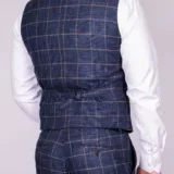Костюм-тройка синего цвета в крупную клетку Брючные мужские костюмы