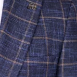 Костюм-тройка синего цвета в крупную клетку Брючные мужские костюмы