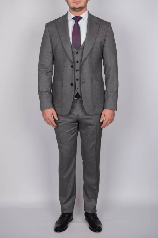 Твидовый костюм-тройка пепельно-серого цвета Каталог