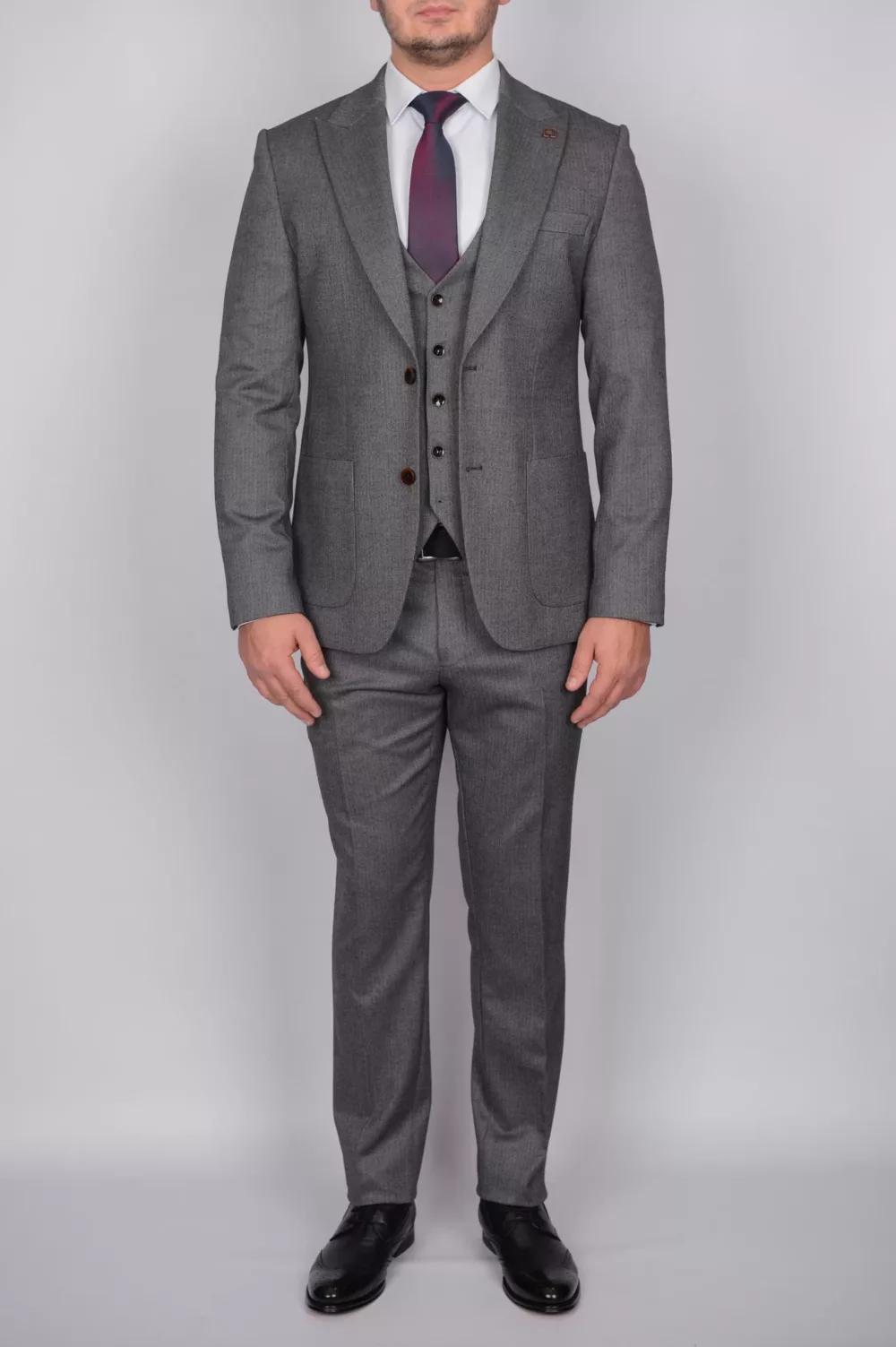 Твидовый костюм-тройка пепельно-серого цвета Каталог