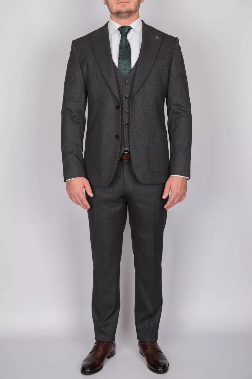 Твидовый костюм-тройка темно-серого цвета Каталог