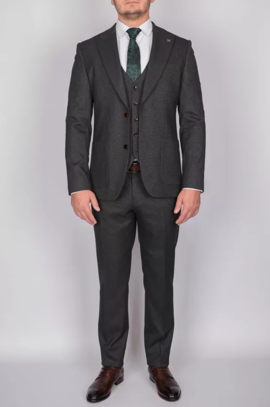 Твидовый костюм-тройка темно-серого цвета Каталог