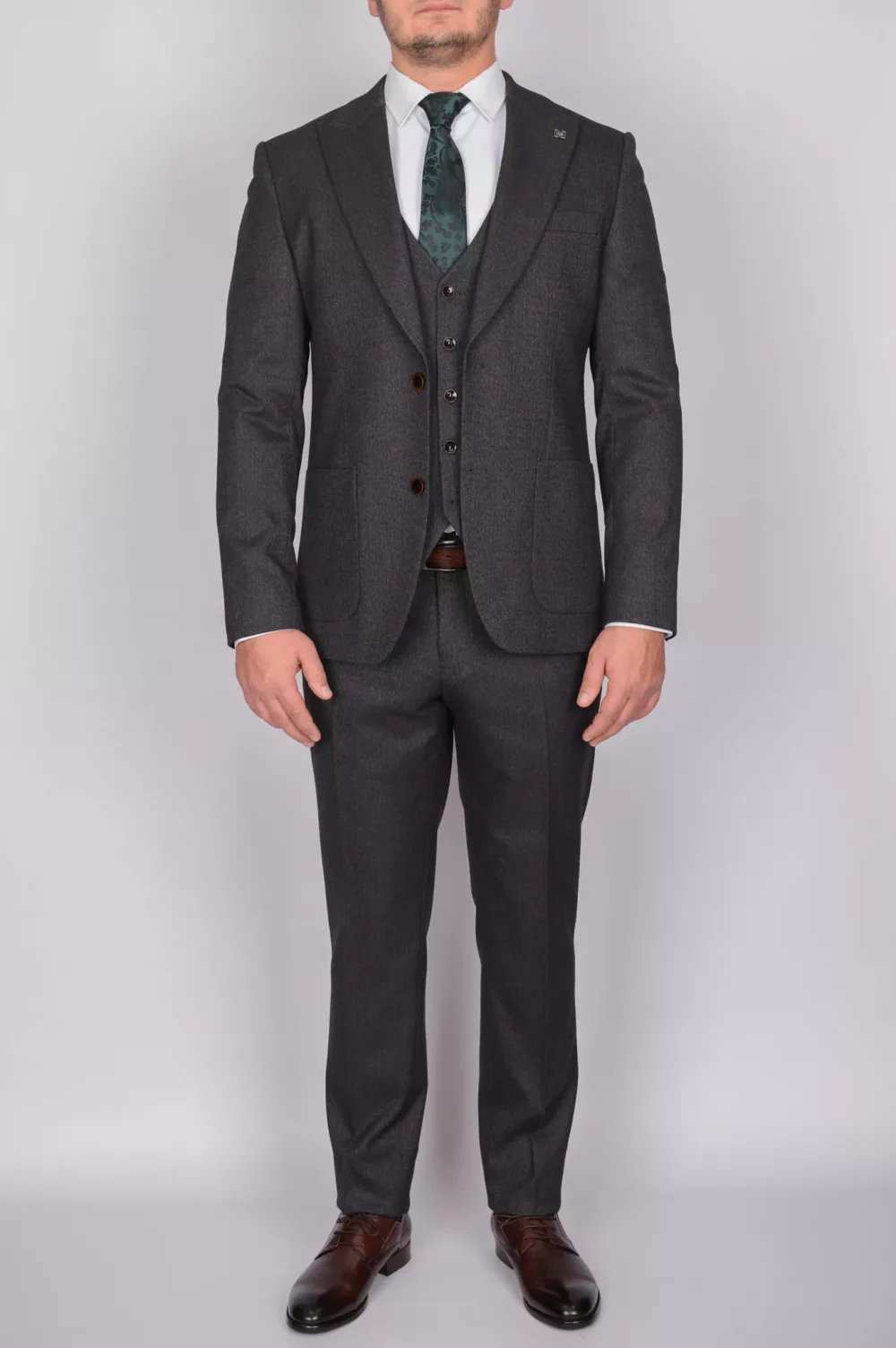 Твидовый костюм-тройка темно-серого цвета Каталог
