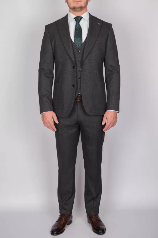 Твидовый костюм-тройка темно-серого цвета Каталог