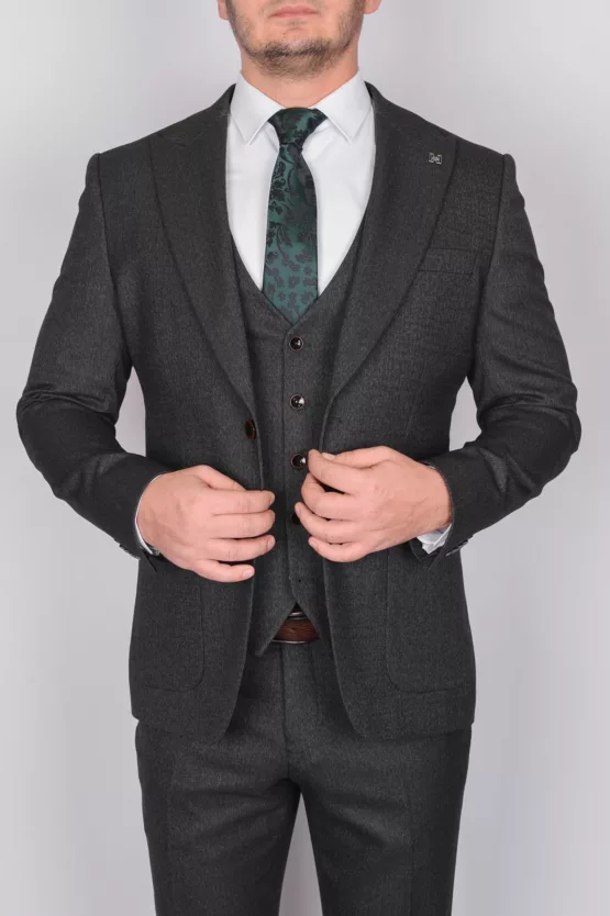 Твидовый костюм-тройка темно-серого цвета Каталог