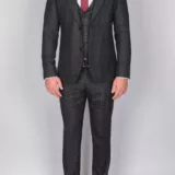 Костюм-тройка темно-серого цвета Брючные мужские костюмы