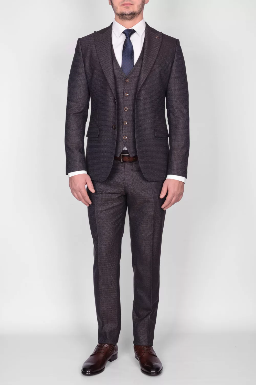 Костюм-тройка серый цвет Брючные мужские костюмы