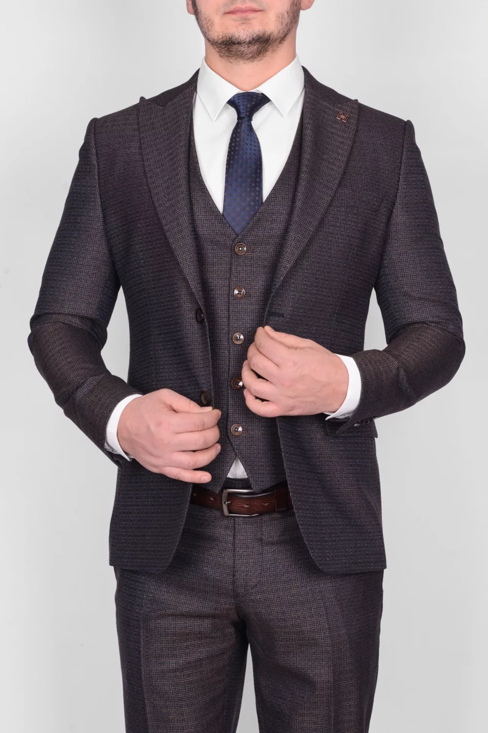 Костюм-тройка серый цвет Брючные мужские костюмы