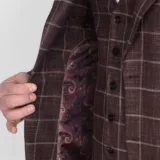 Коричневый костюм-тройка в клетку Брючные мужские костюмы