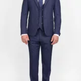 Костюм-тройка синего цвета, облегченная модель Брючные мужские костюмы