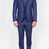 Костюм-тройка синего цвета в голубую клетку Каталог