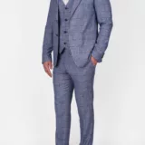 Костюм-тройка бирюзового цвета в клетку Каталог