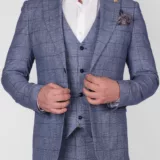 Костюм-тройка бирюзового цвета в клетку Каталог