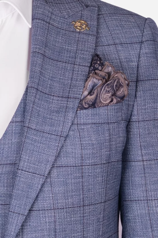 Костюм-тройка бирюзового цвета в клетку Каталог