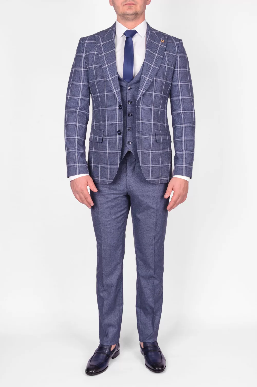 ODS_8443_00043 Костюм-тройка светло-серого цвета, пиджак в яркую клетку Вечерние мужские костюмы