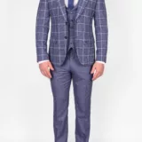 Костюм-тройка светло-серого цвета, пиджак в яркую клетку Вечерние мужские костюмы