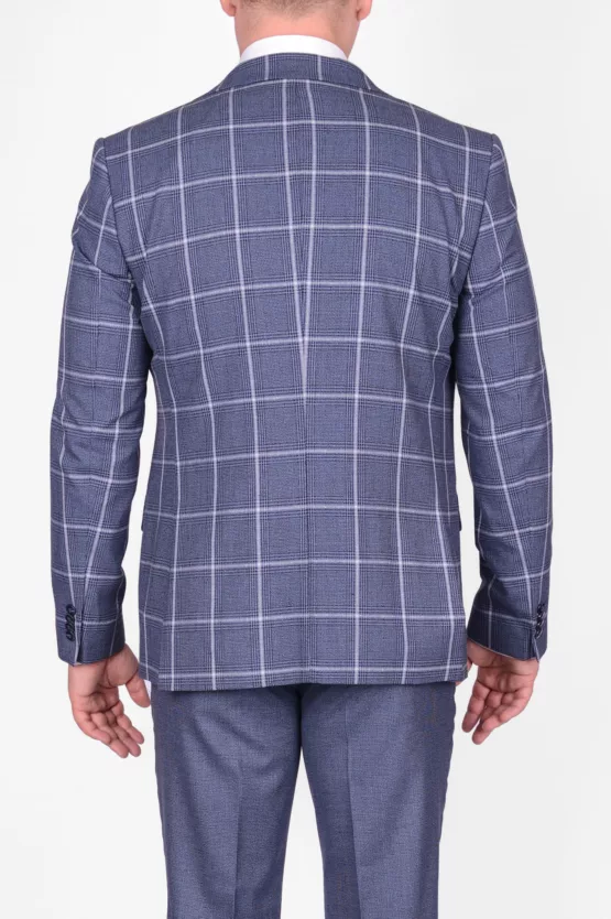 Костюм-тройка светло-серого цвета, пиджак в яркую клетку Вечерние мужские костюмы