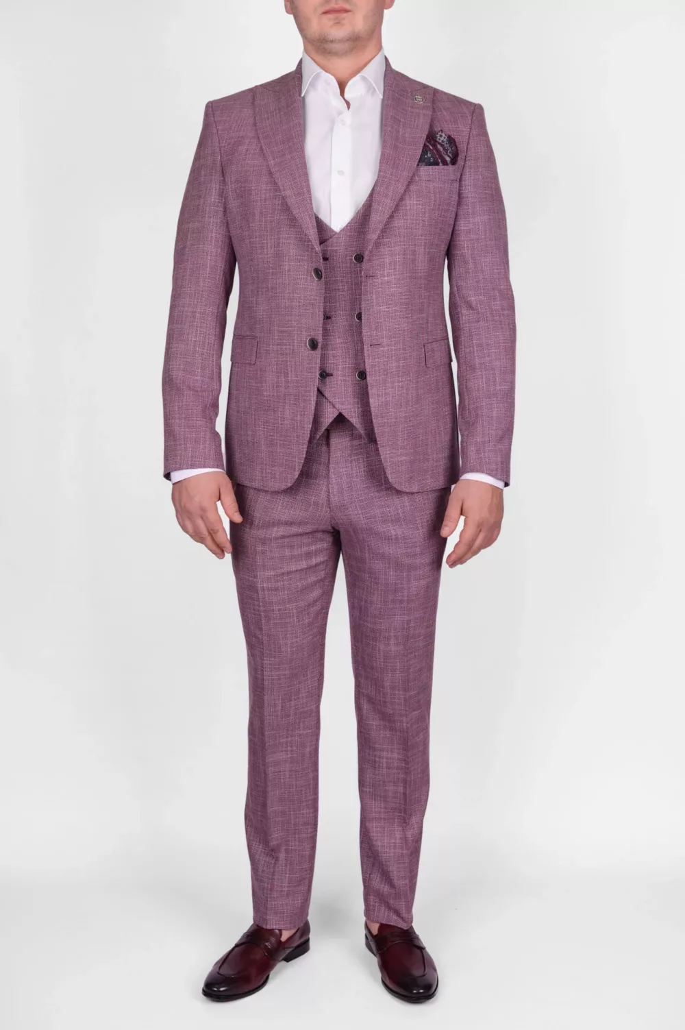 Костюм-тройка розового цвета Вечерние мужские костюмы