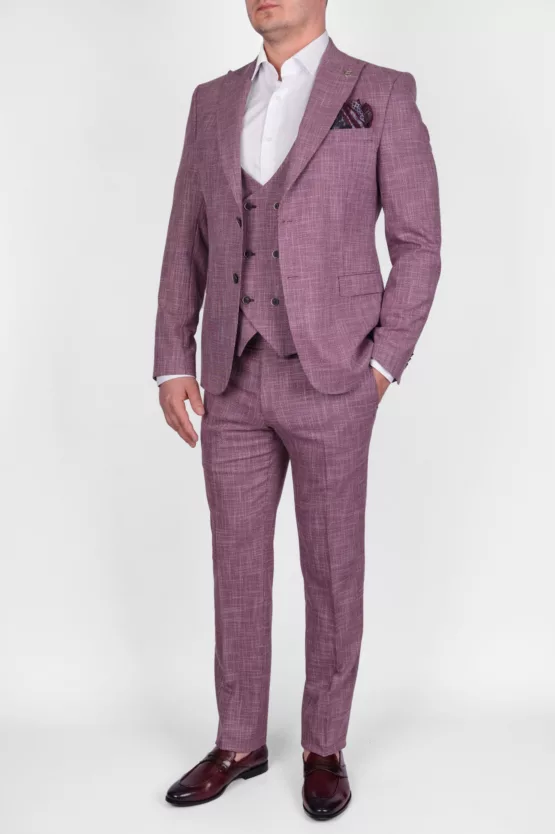 Костюм-тройка розового цвета Вечерние мужские костюмы