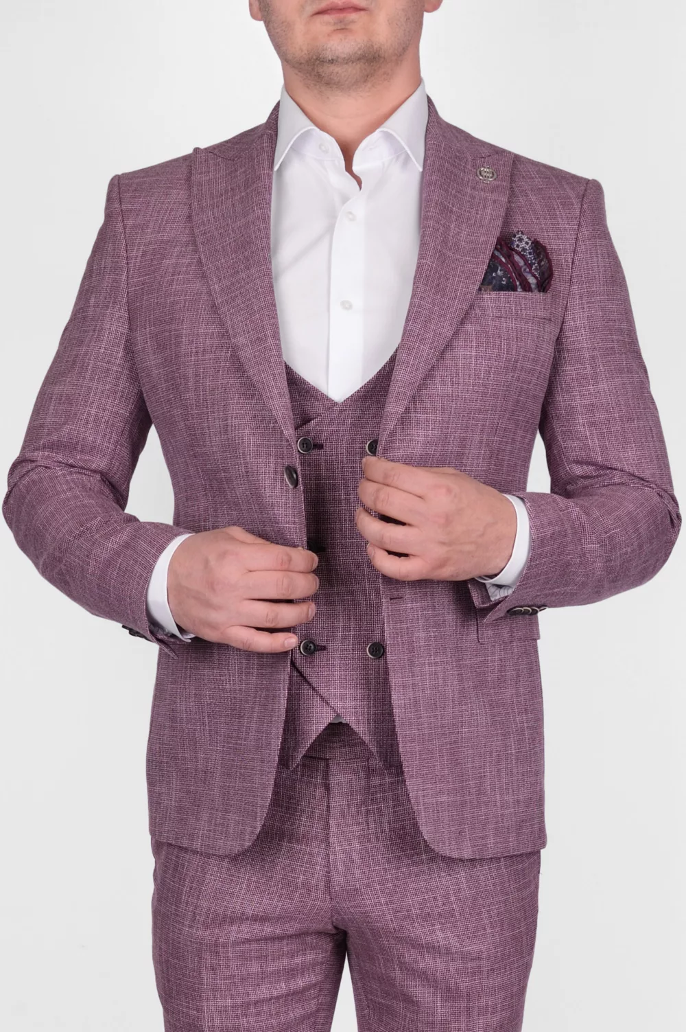 Костюм-тройка розового цвета Вечерние мужские костюмы