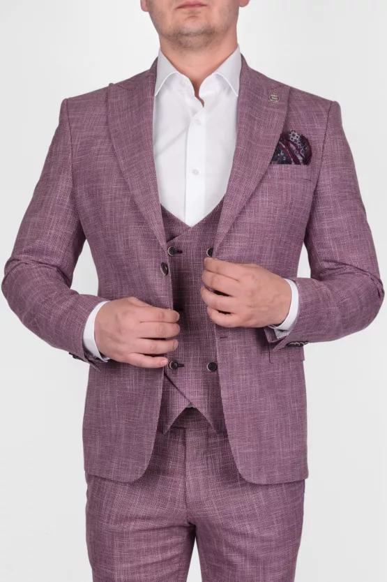 Костюм-тройка розового цвета Вечерние мужские костюмы