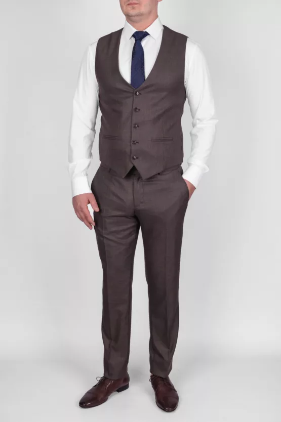 Костюм-тройка песочного цвета с клетчатым пиджаком Вечерние мужские костюмы