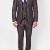 Костюм-тройка песочного цвета с клетчатым пиджаком Вечерние мужские костюмы