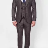 Костюм-тройка песочного цвета с клетчатым пиджаком Вечерние мужские костюмы