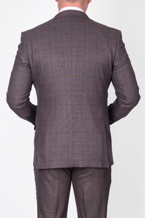 Костюм-тройка песочного цвета с клетчатым пиджаком Вечерние мужские костюмы