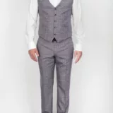 Костюм-тройка бежевого цвета в структурную клетку Вечерние мужские костюмы