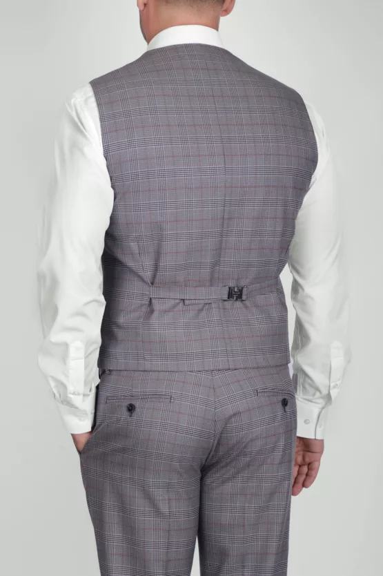 Костюм-тройка бежевого цвета в структурную клетку Вечерние мужские костюмы